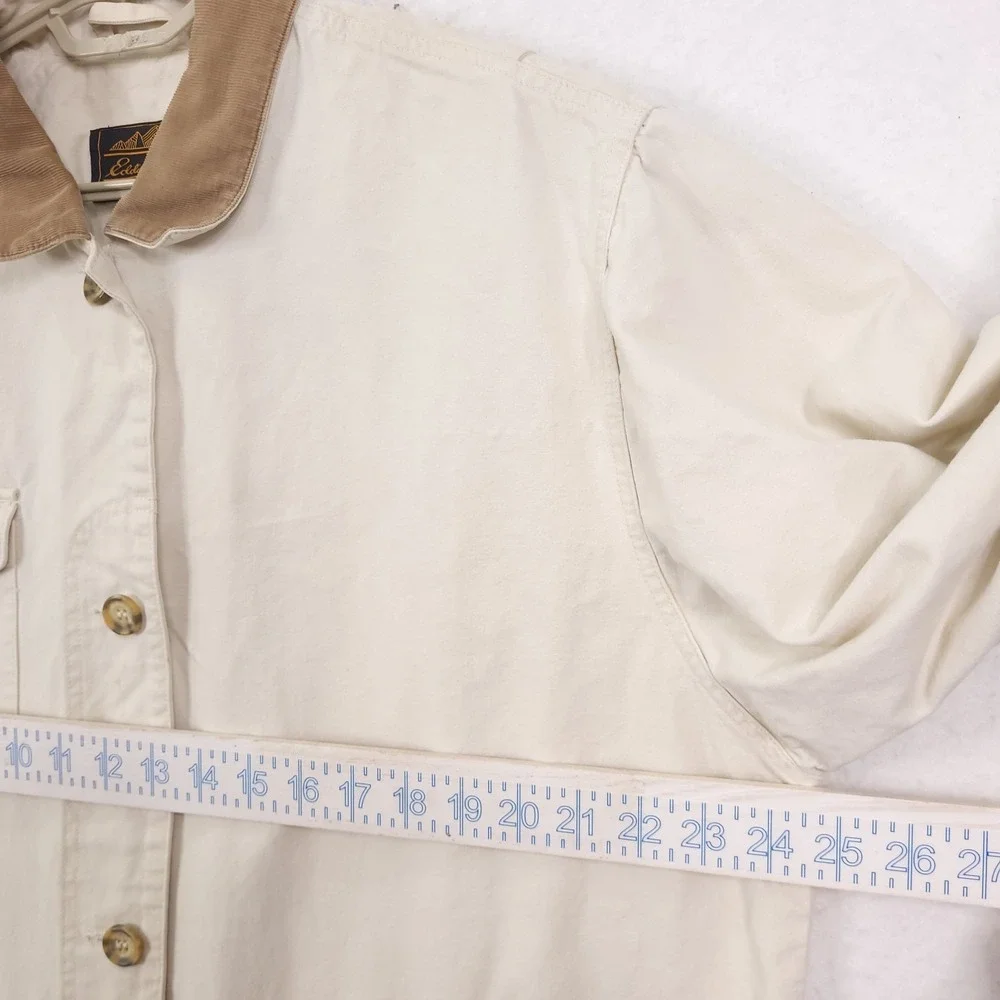 Vintage Eddie Bauer  Barn Chore Jacket Mens Large Ivory Field Travel Safari 90s